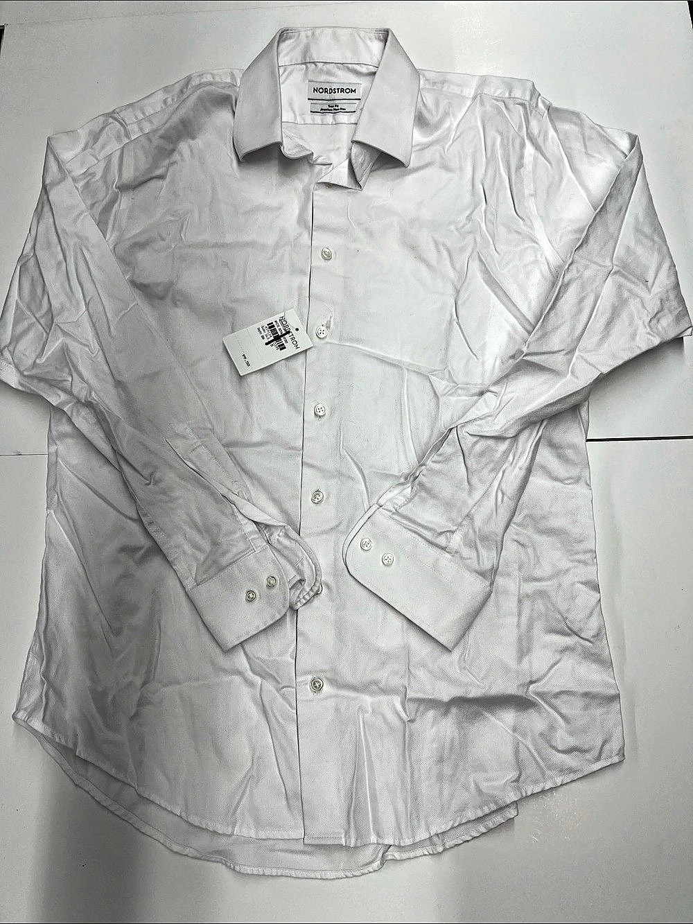 NEW Nordstrom Men’s Trim Fit Premium Non-Iron White Dress Shirt Size 16.5